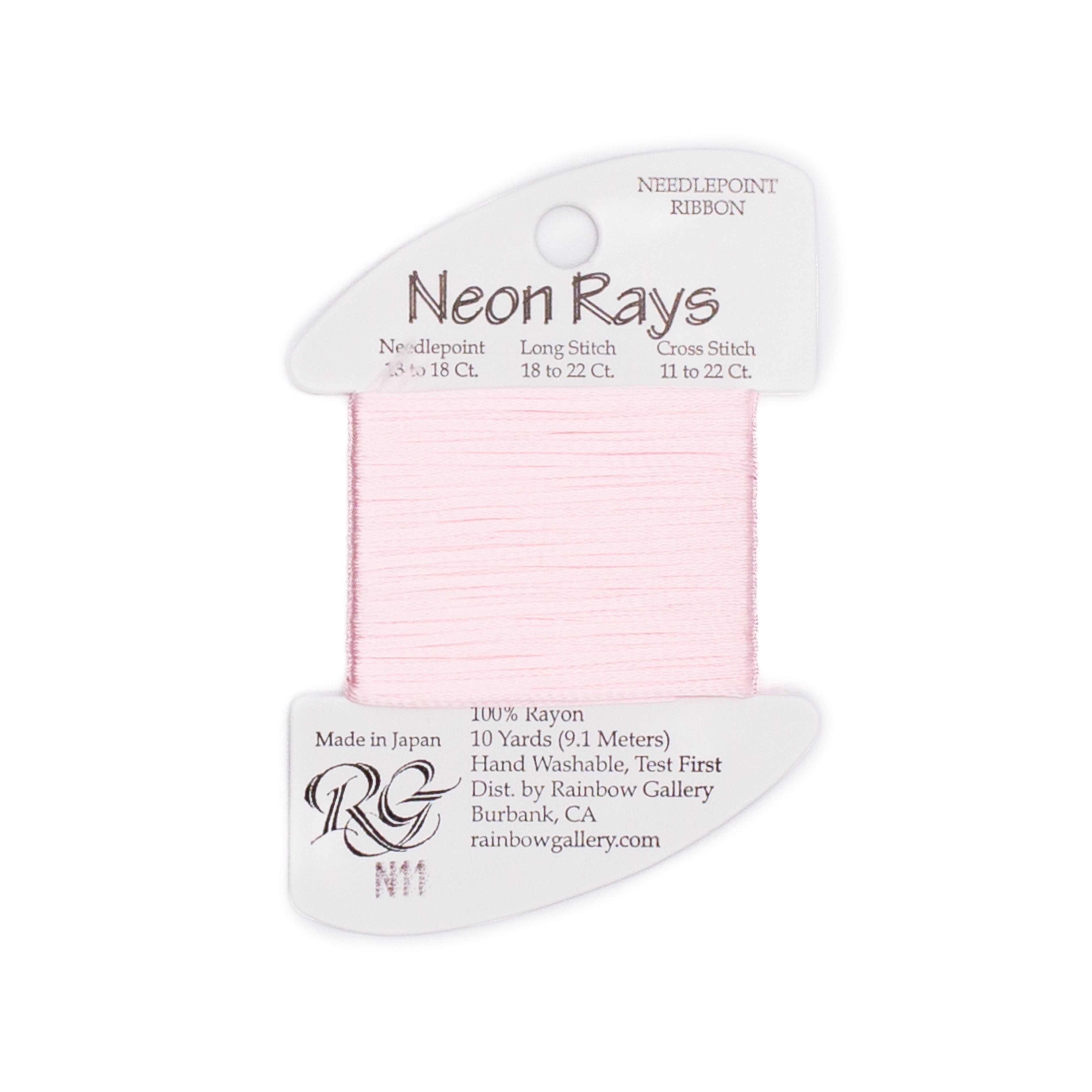 Neon Rays N11 Pale Pink — Rainbow Gallery thread for needlepoint, 13 and 18 mesh