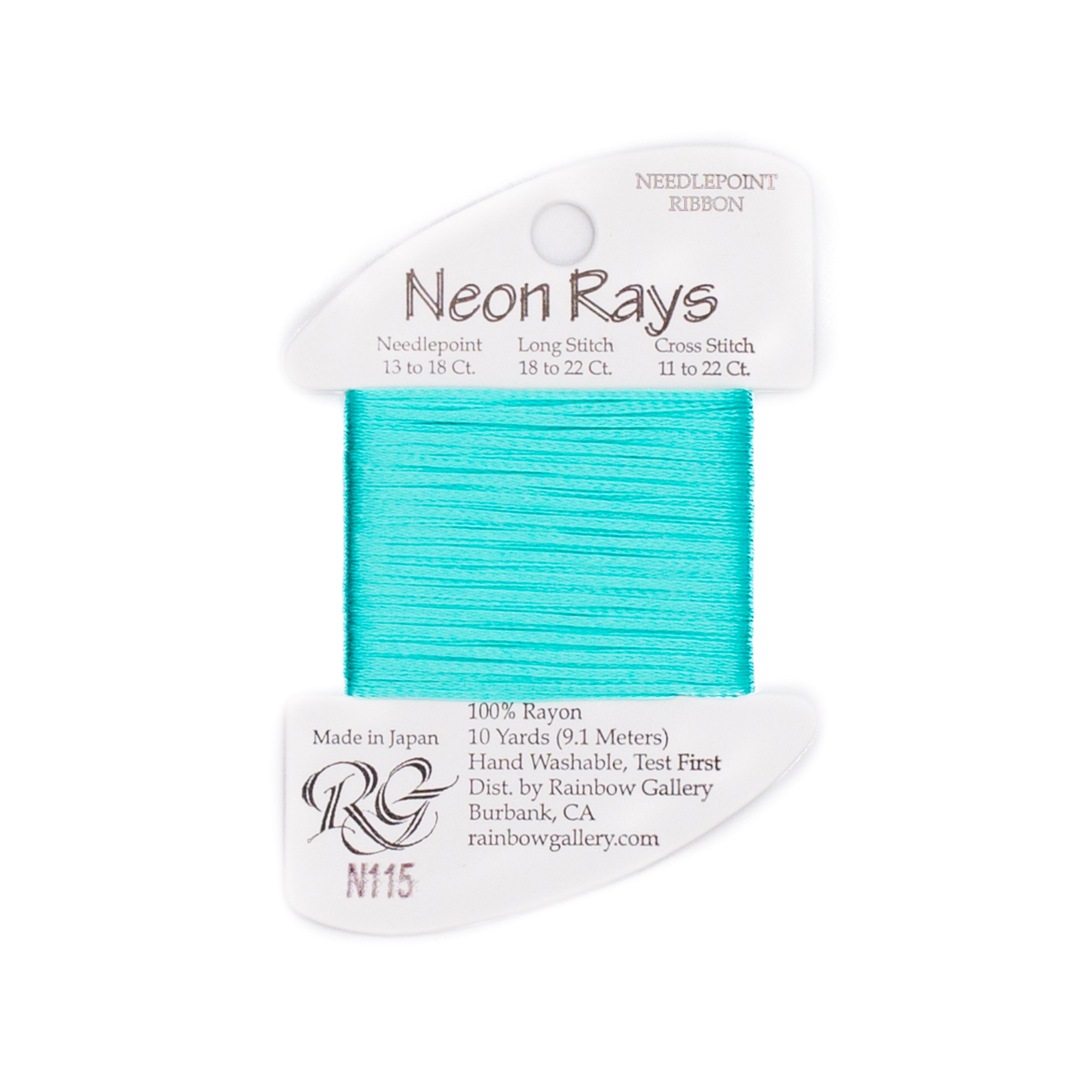 Neon Rays N115 Seafoam — Rainbow Gallery thread for needlepoint, 13 and 18 mesh