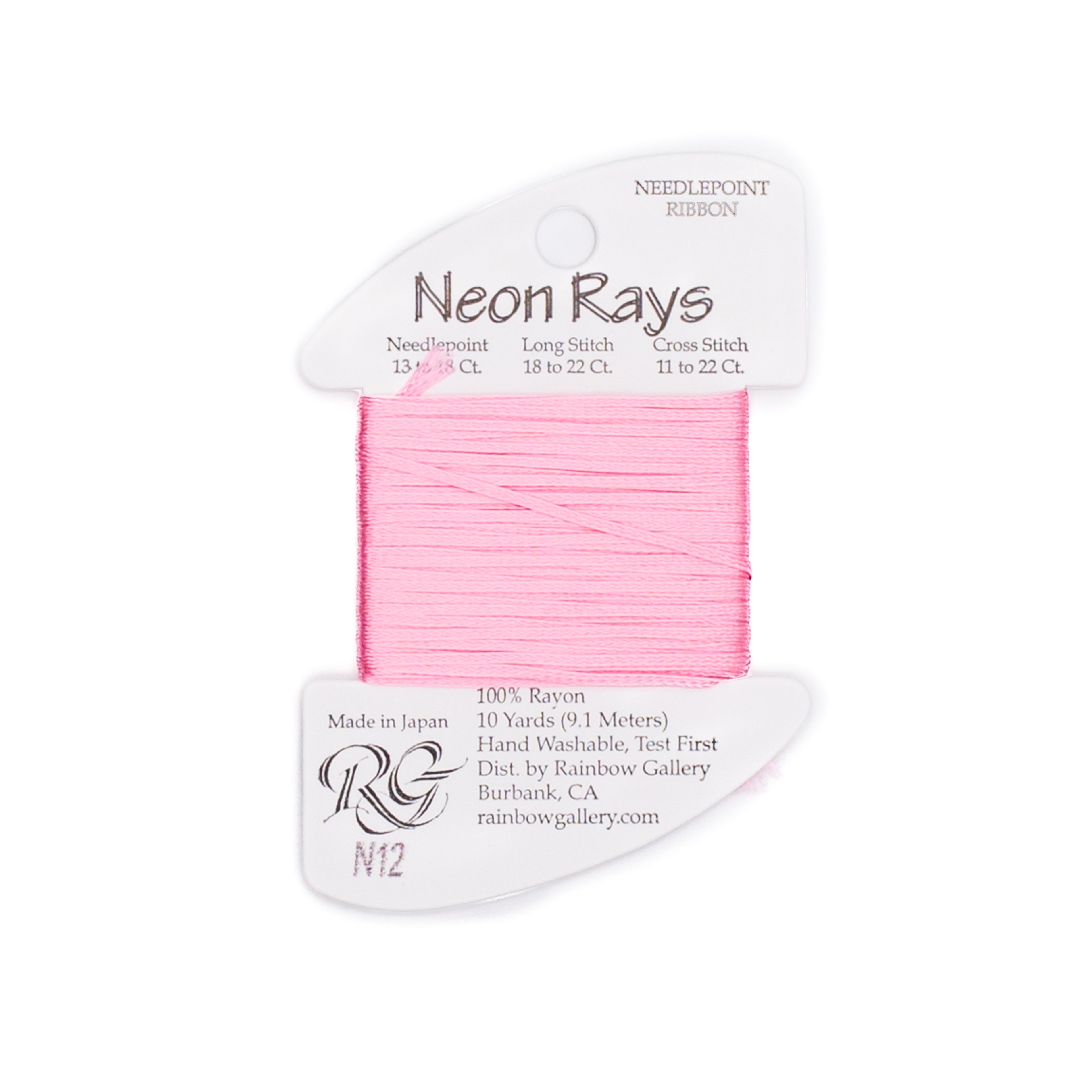Neon Rays N12 Pink — Rainbow Gallery thread for needlepoint, 13 and 18 mesh