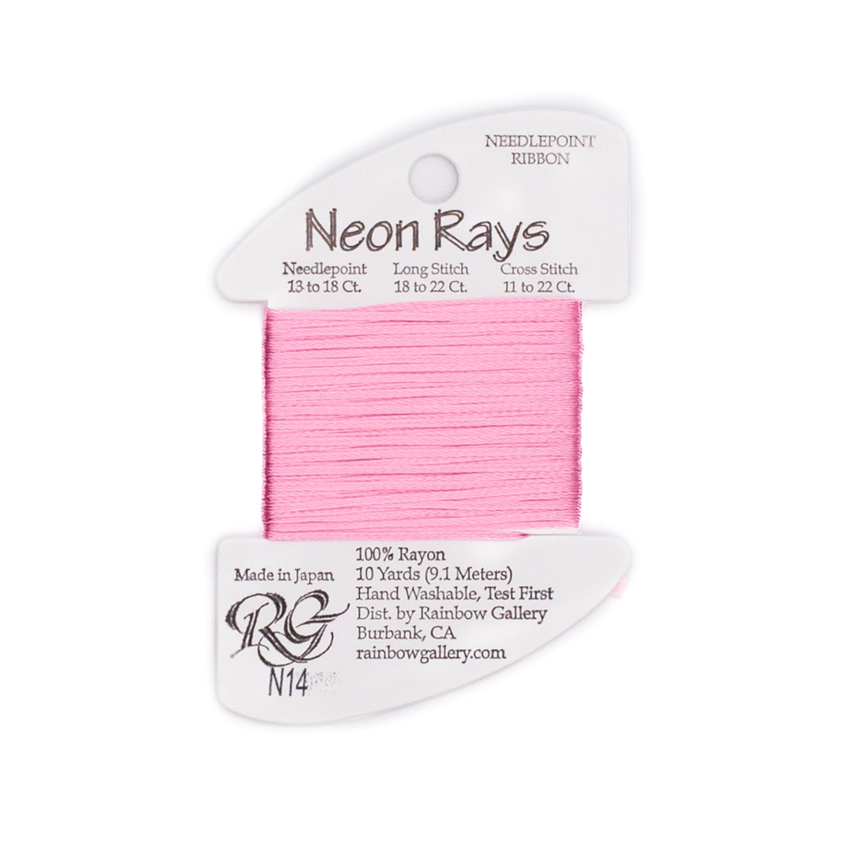 Neon Rays N14 Hot Pink — Rainbow Gallery thread for needlepoint, 13 and 18 mesh