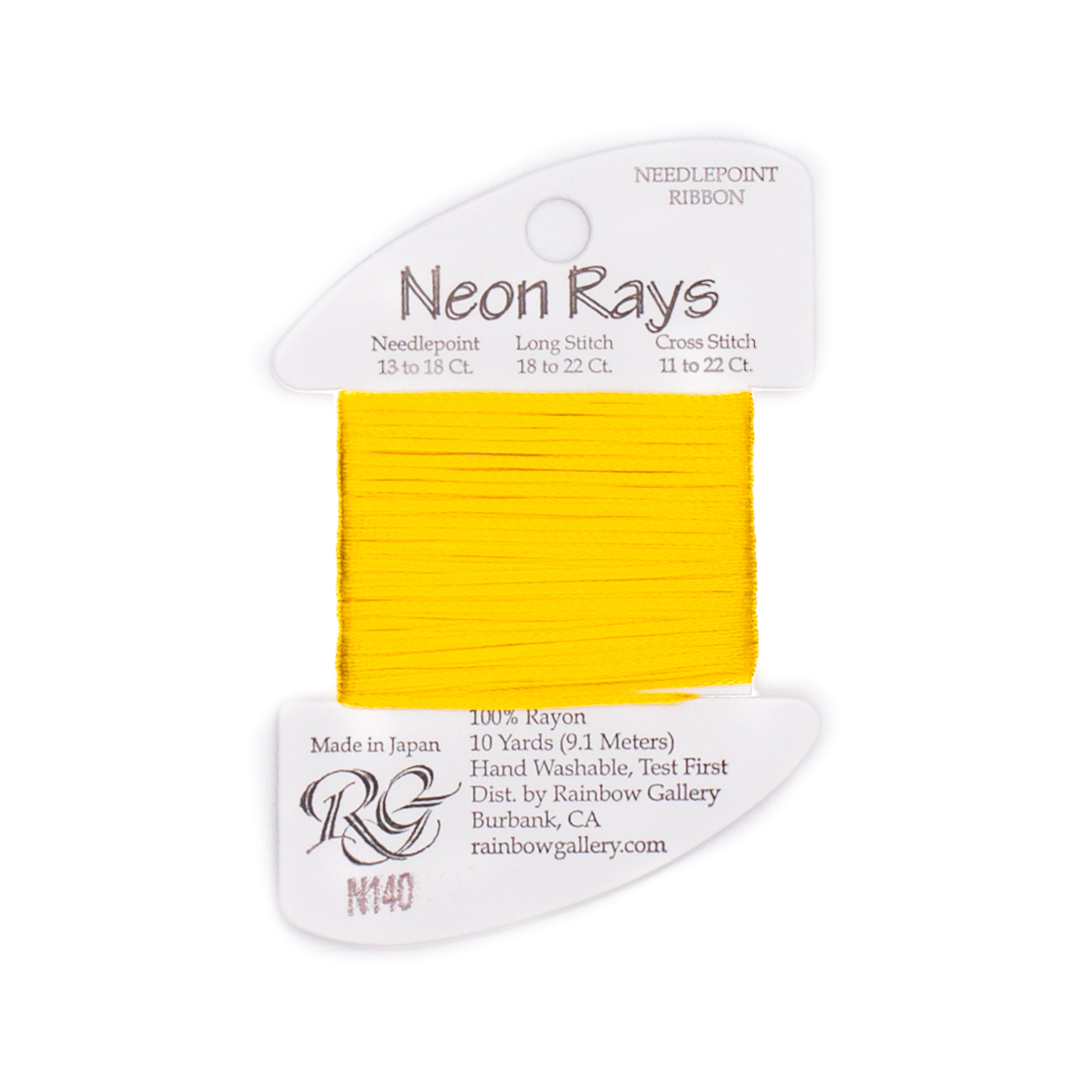 Neon Rays N140 Sun Gold — Rainbow Gallery thread for needlepoint, 13 and 18 mesh