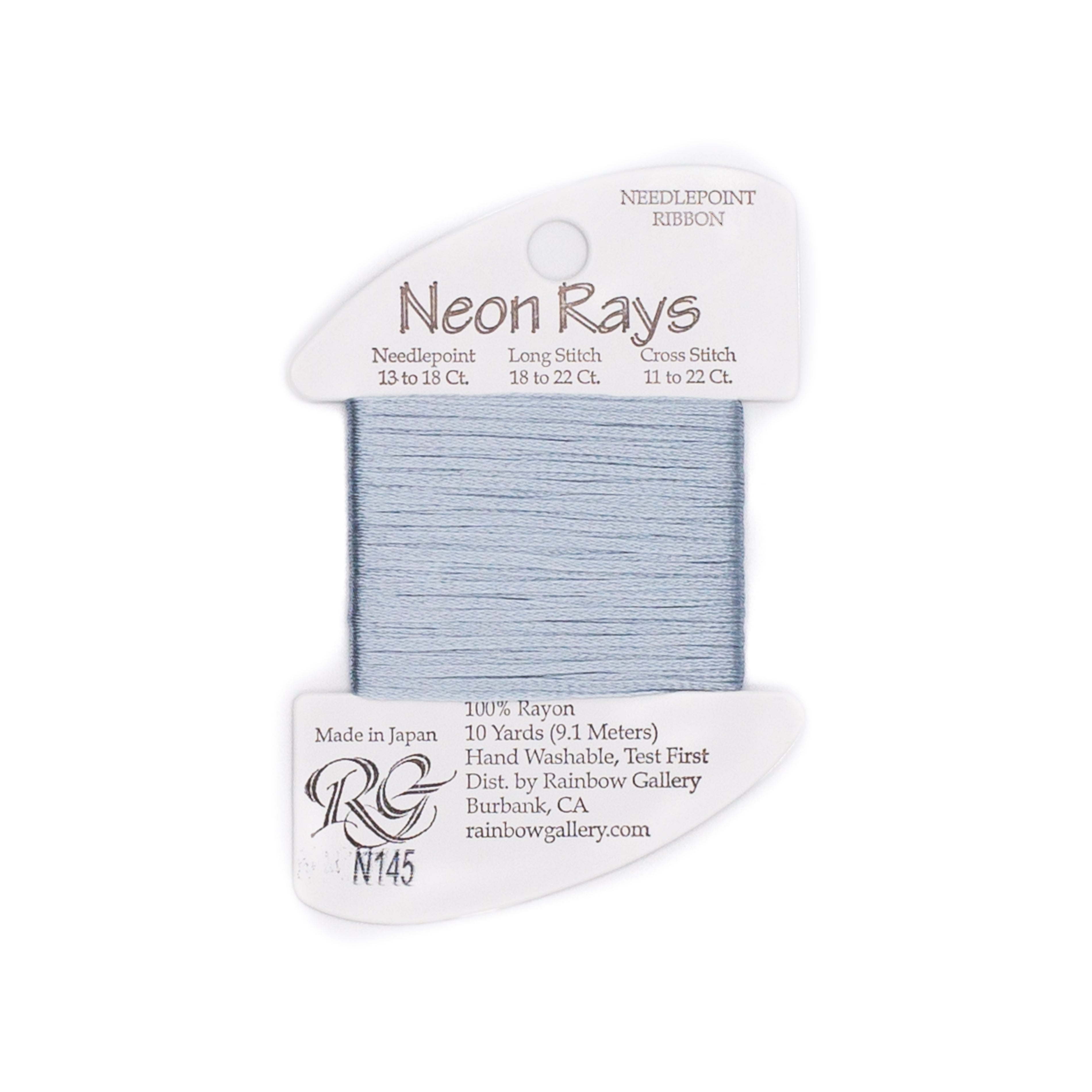 Neon Rays N145 Lite French Blue — Rainbow Gallery thread for needlepoint, 13 and 18 mesh