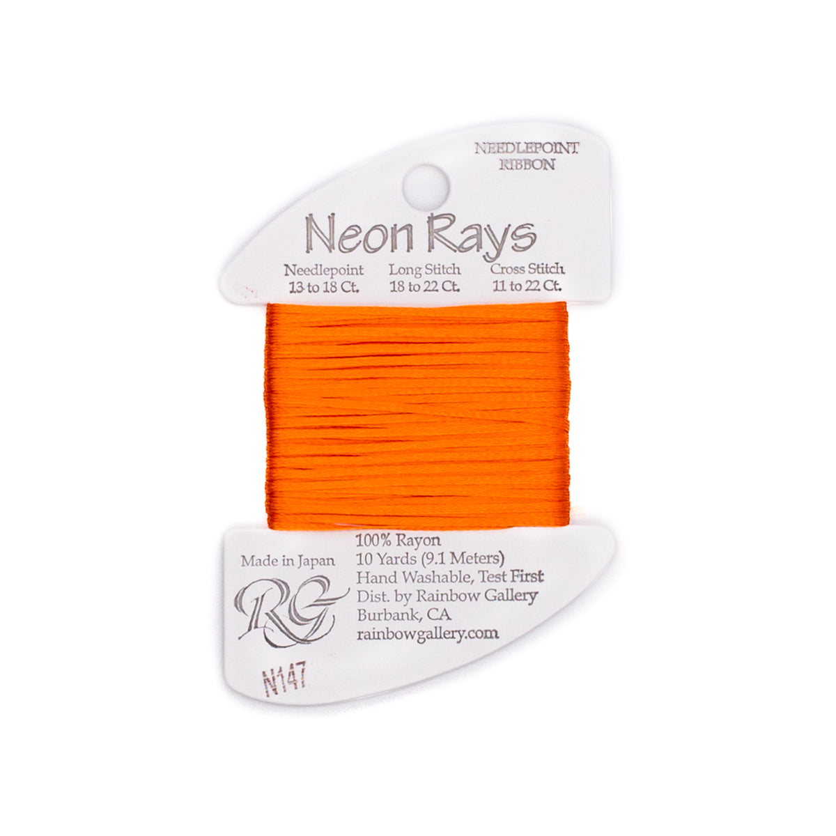 Neon Rays N147 Persimmon — Rainbow Gallery thread for needlepoint, 13 and 18 mesh