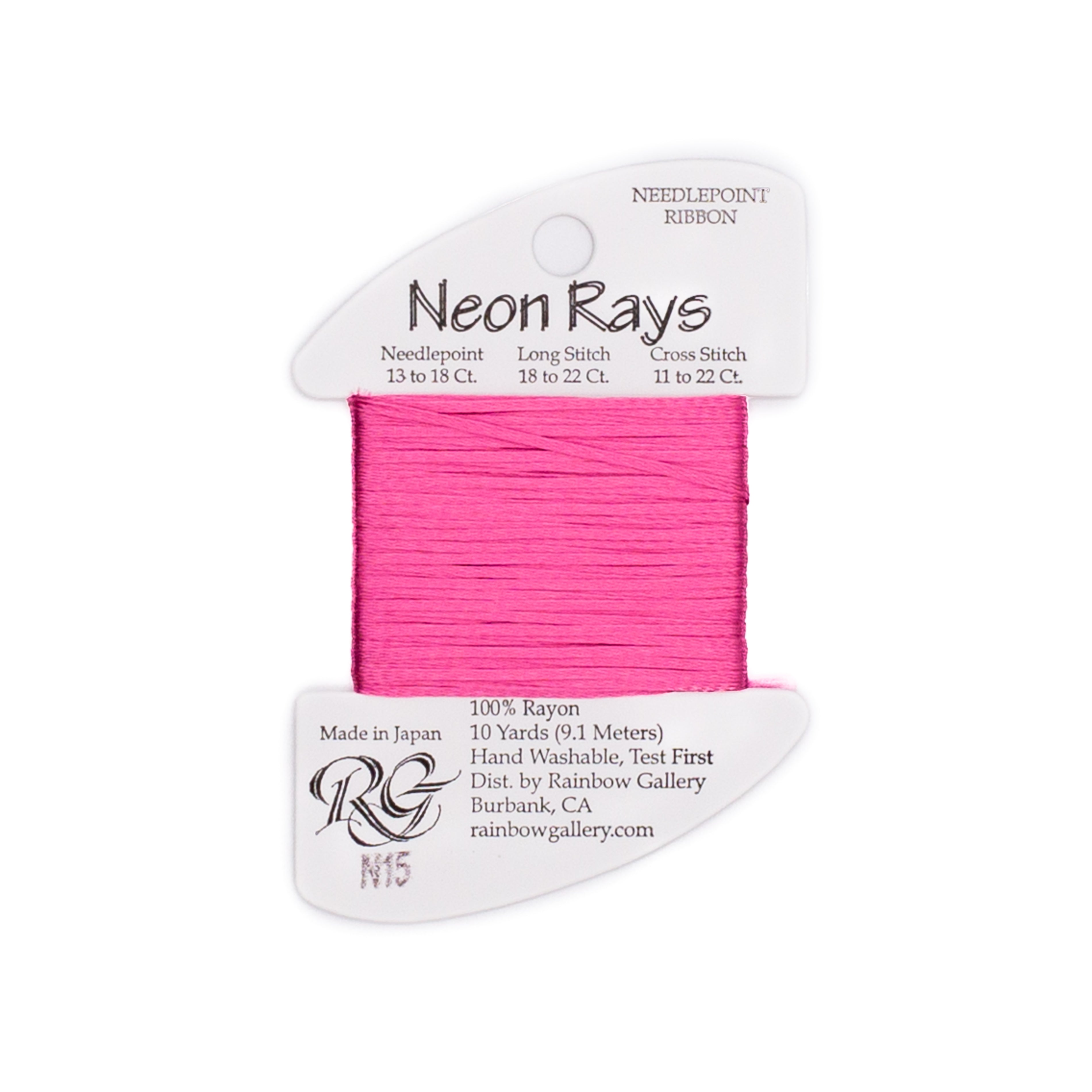 Neon Rays N15 Rose Pink — Rainbow Gallery thread for needlepoint, 13 and 18 mesh