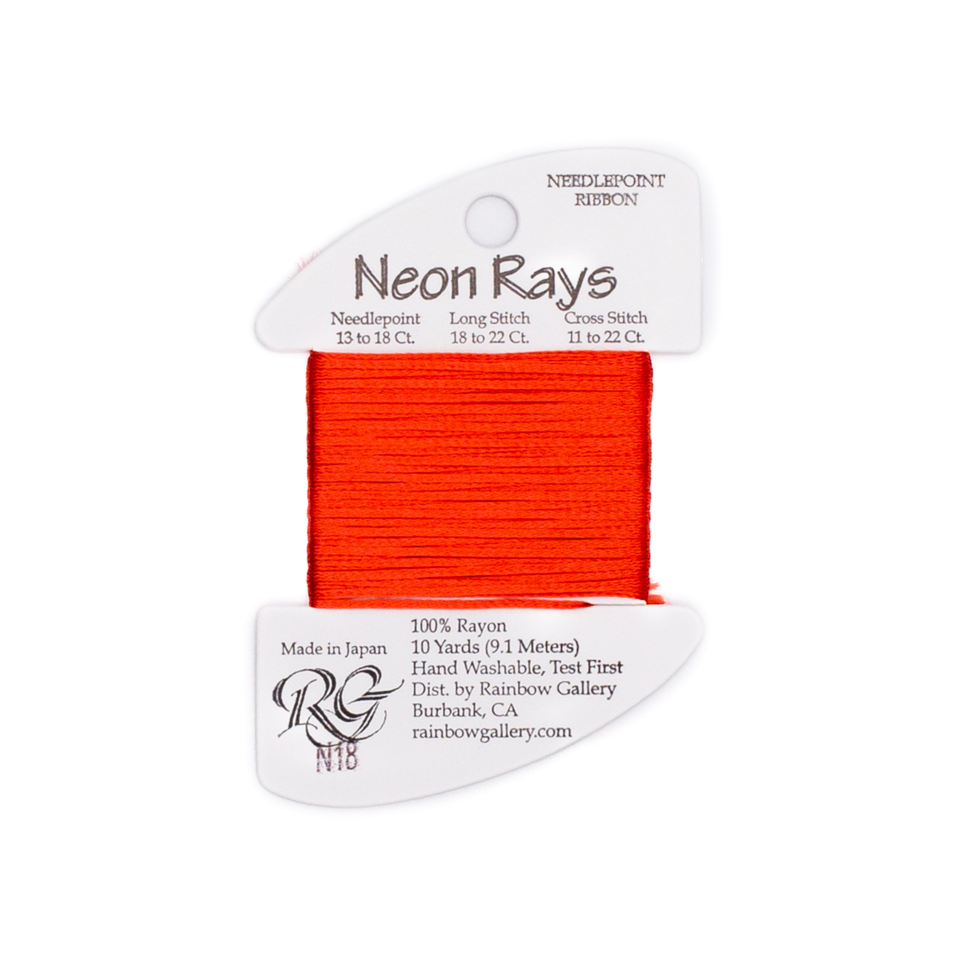Neon Rays N18 Dark Peach — Rainbow Gallery thread for needlepoint, 13 and 18 mesh
