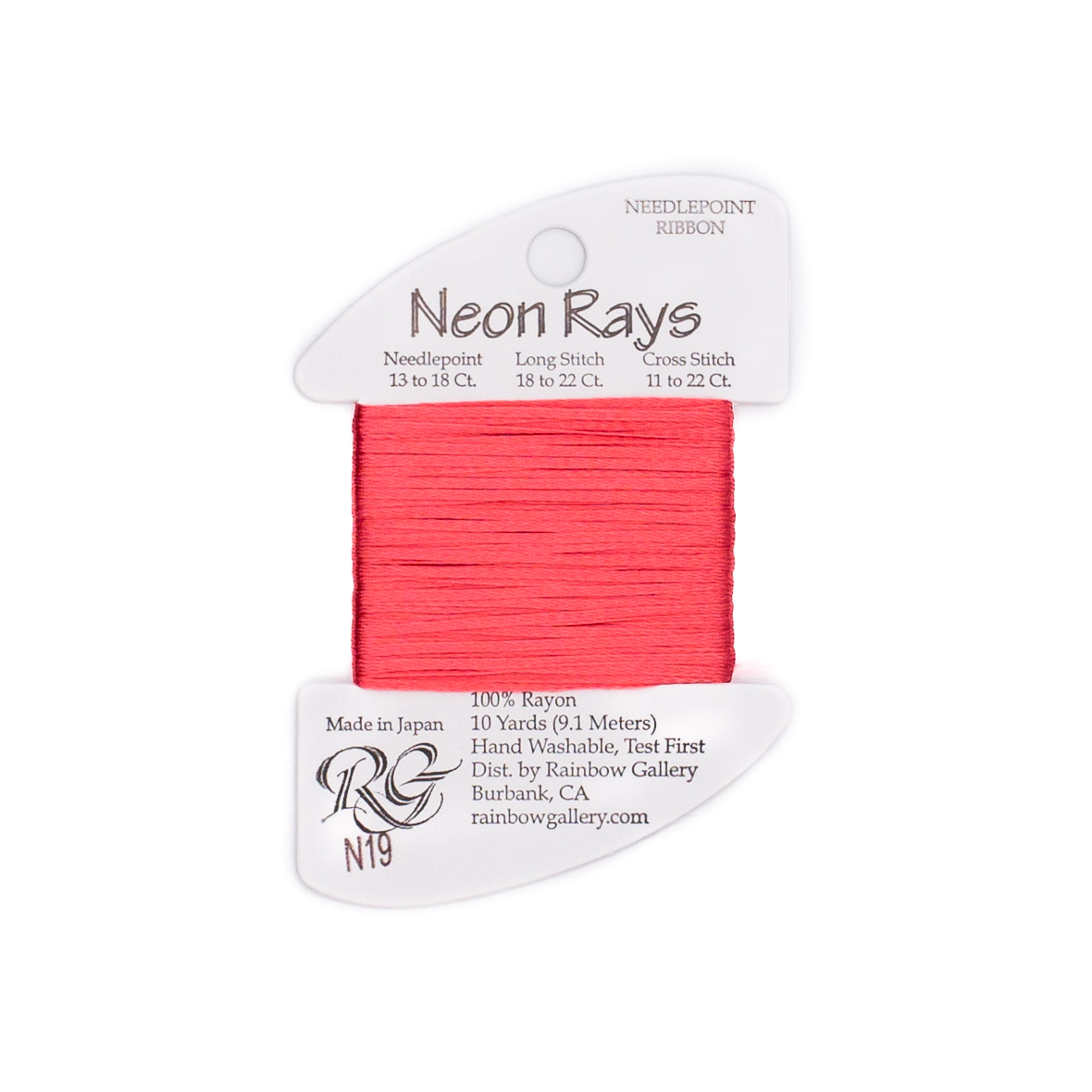 Neon Rays N19 Watermelon — Rainbow Gallery thread for needlepoint, 13 and 18 mesh