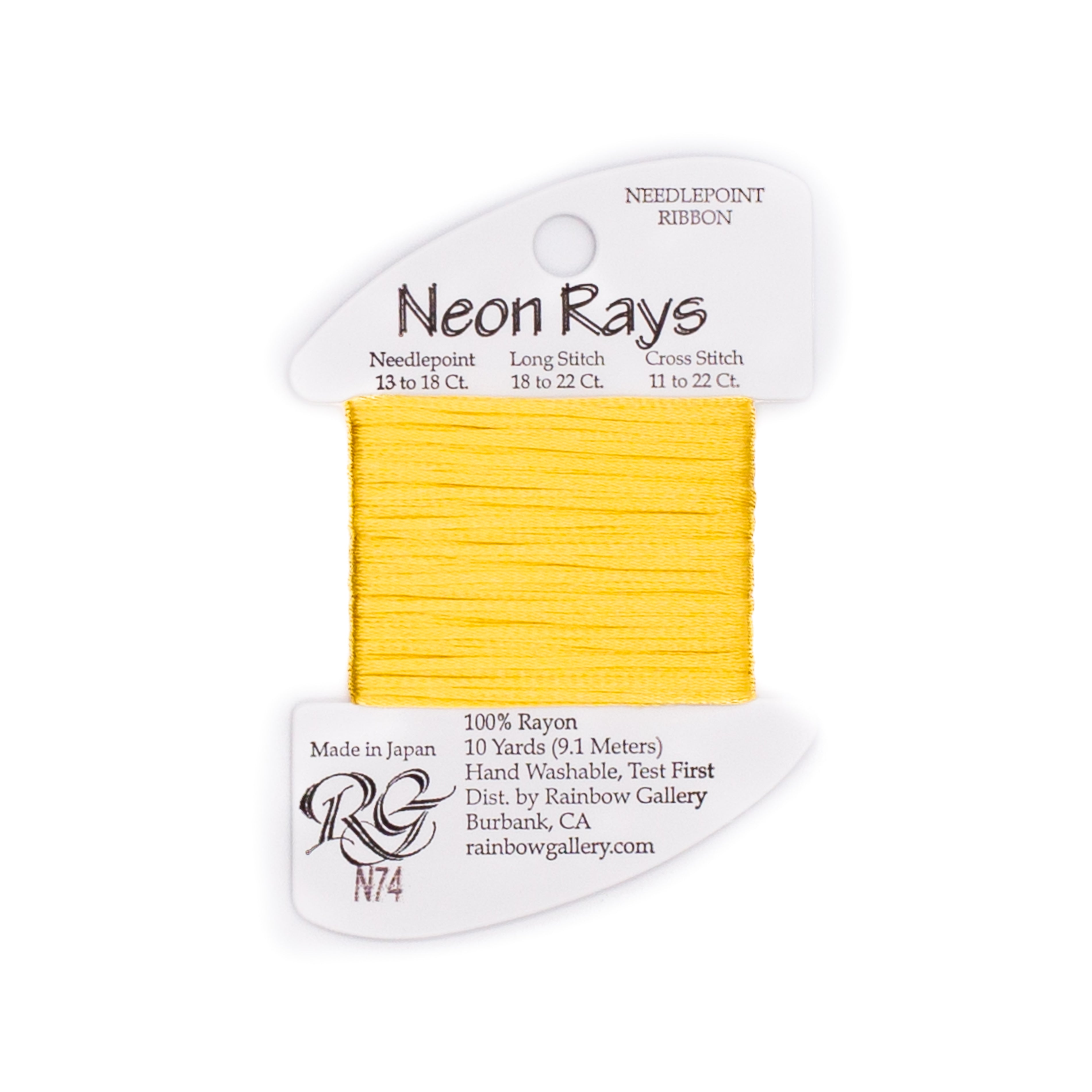 Neon Rays N74 Golden Yellow — Rainbow Gallery thread for needlepoint, 13 and 18 mesh