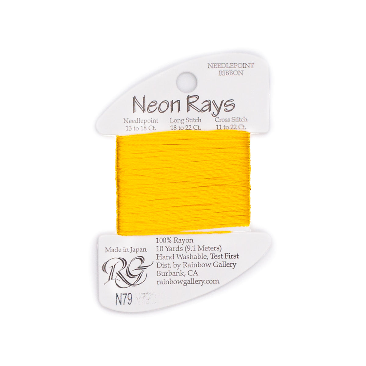 Neon Rays N79 Brite Gold — Rainbow Gallery thread for needlepoint, 13 and 18 mesh