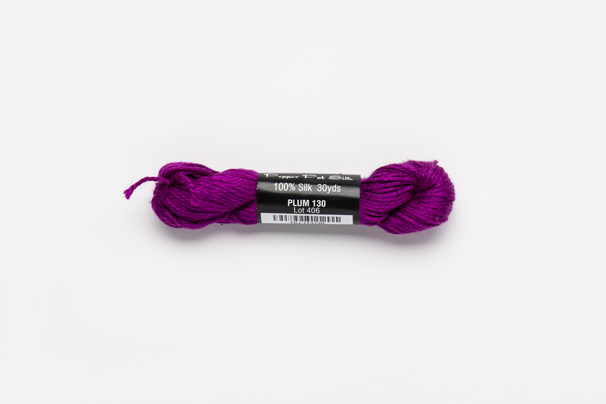 Pepper Pot Silk - 130 Plum — silk skein for needlepoint, 18 mesh