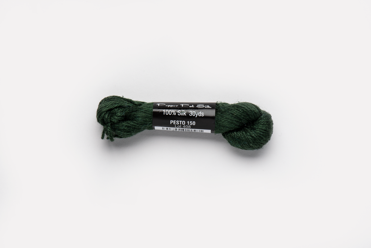 Pepper Pot Silk - 150 Pesto — silk skein for needlepoint, 18 mesh