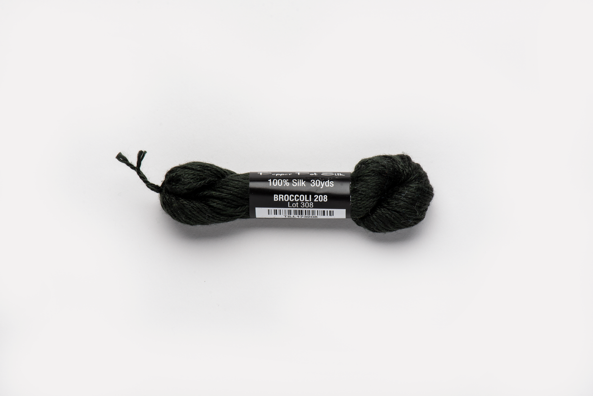 Pepper Pot Silk - 208 Broccoli — silk skein for needlepoint, 18 mesh