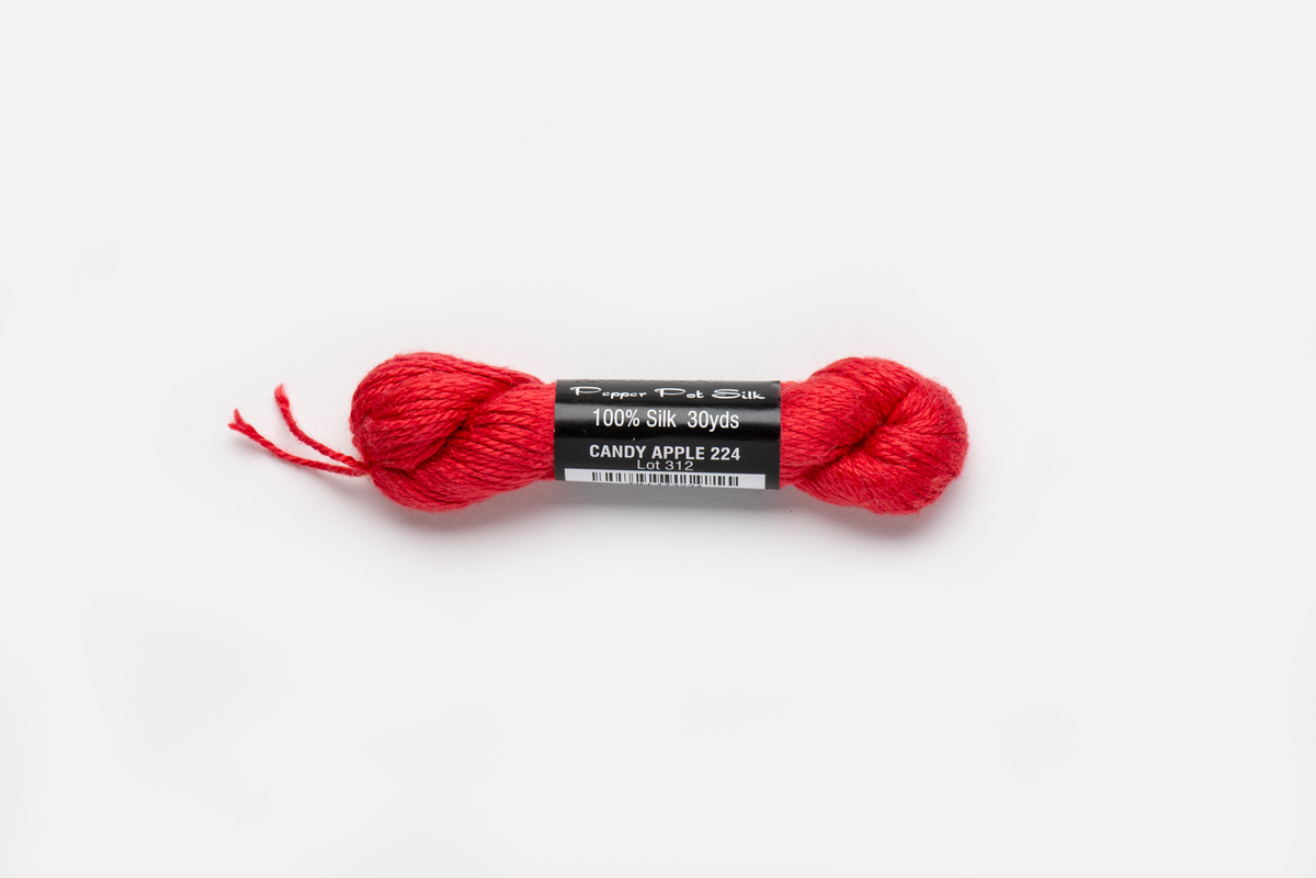 Pepper Pot Silk - 224 Candy Apple — silk skein for needlepoint, 18 mesh