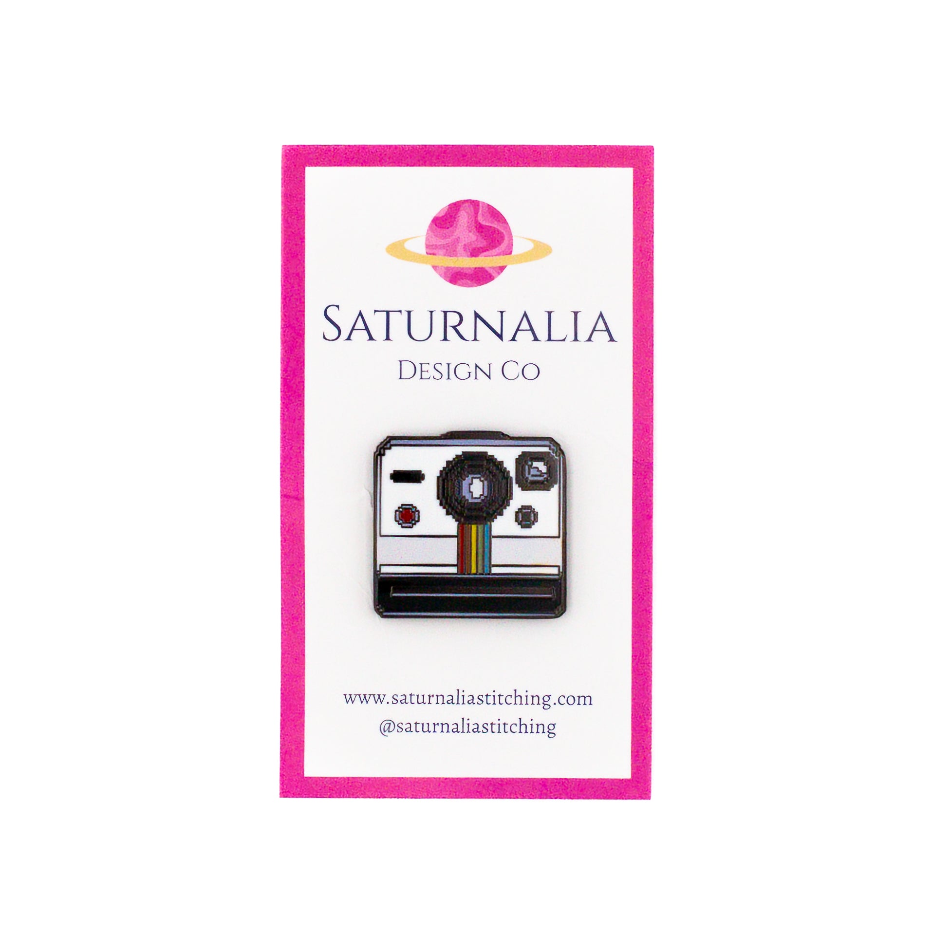 Polaroid Camera Needle Minder by Saturnalia Stitching — needlepoint accessory from Angel City Stitchery