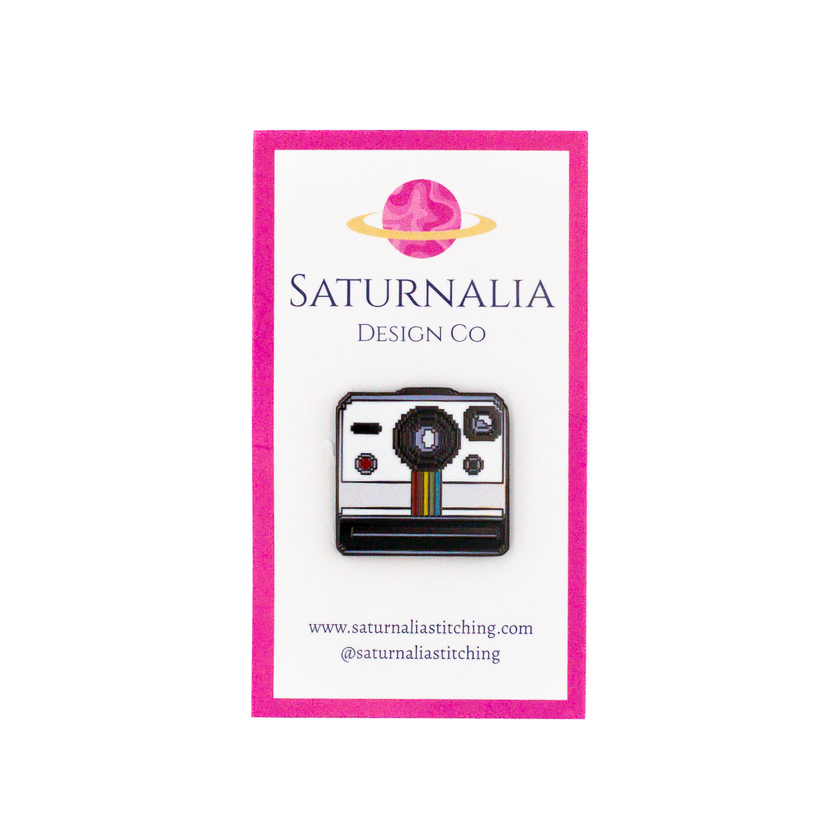 Polaroid Camera Needle Minder by Saturnalia Stitching — needlepoint accessory from Angel City Stitchery