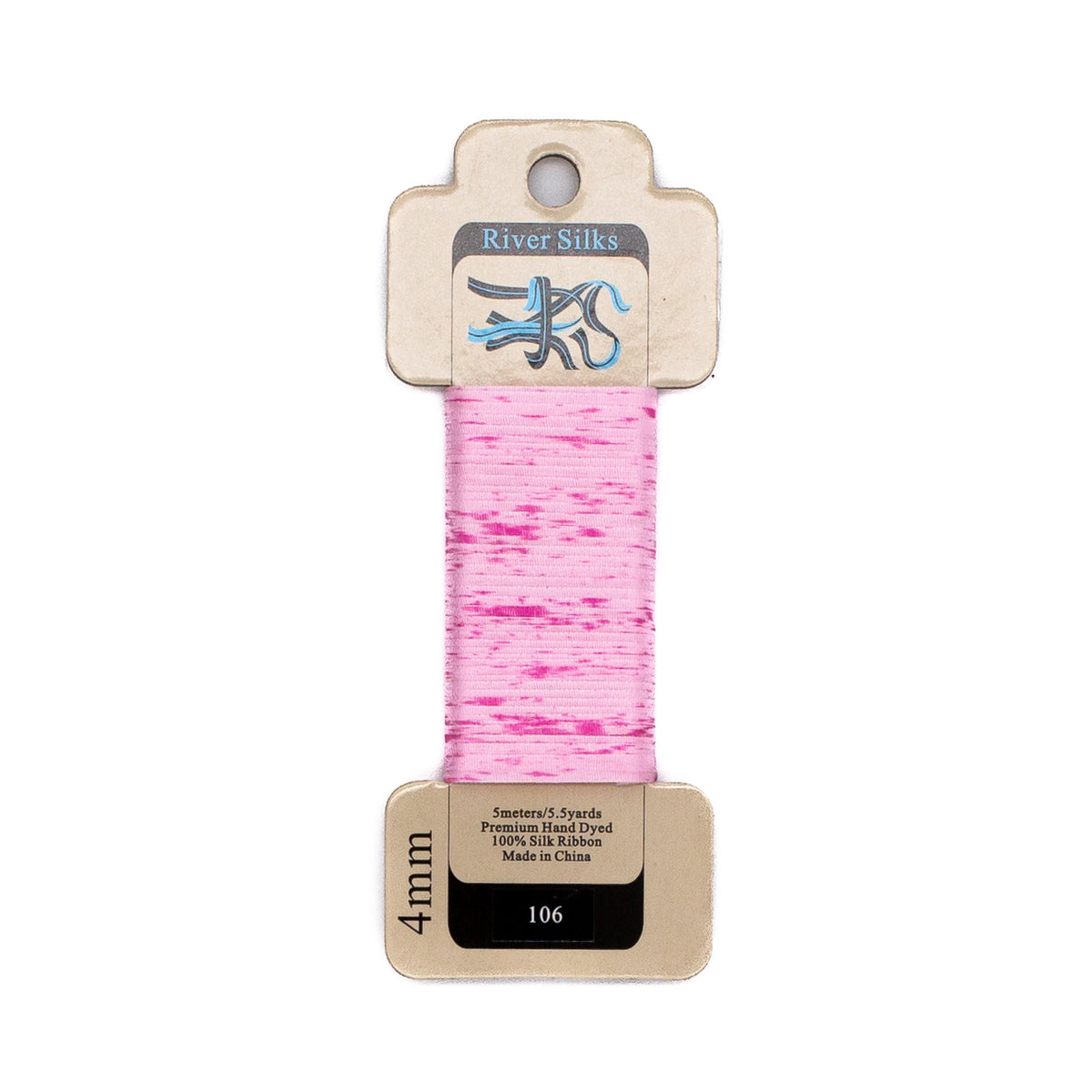 River Silks 4mm - 106 Overdyed Orchid Pink — silk ribbon for needlepoint, 18 mesh