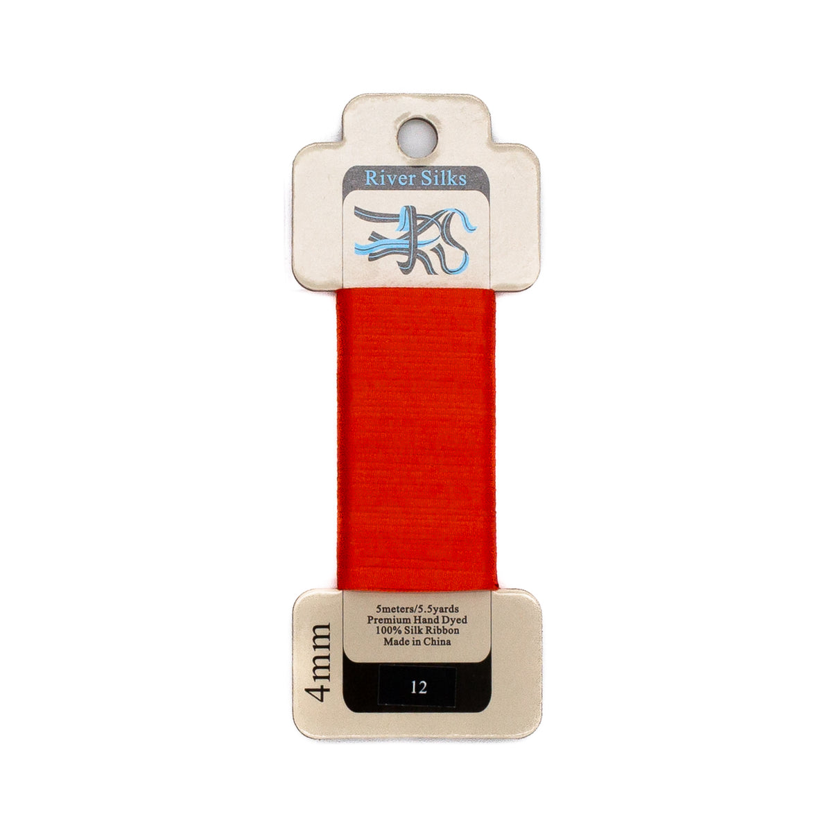 River Silks 4mm - 12 Flame — silk ribbon for needlepoint, 18 mesh
