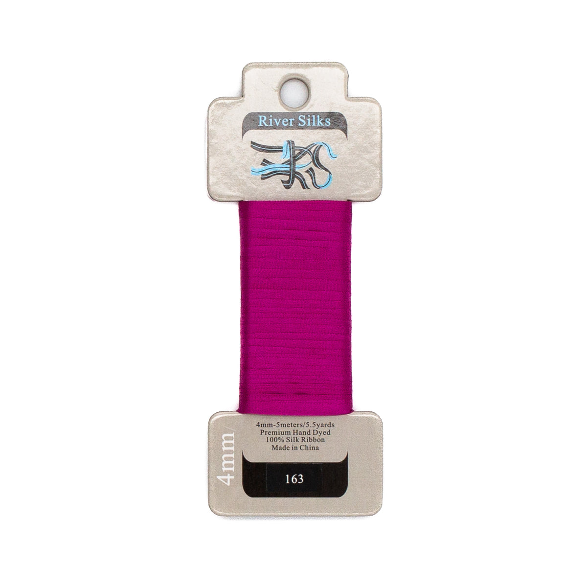 River Silks 4mm - 163 Fuchsia Red — silk ribbon for needlepoint, 18 mesh