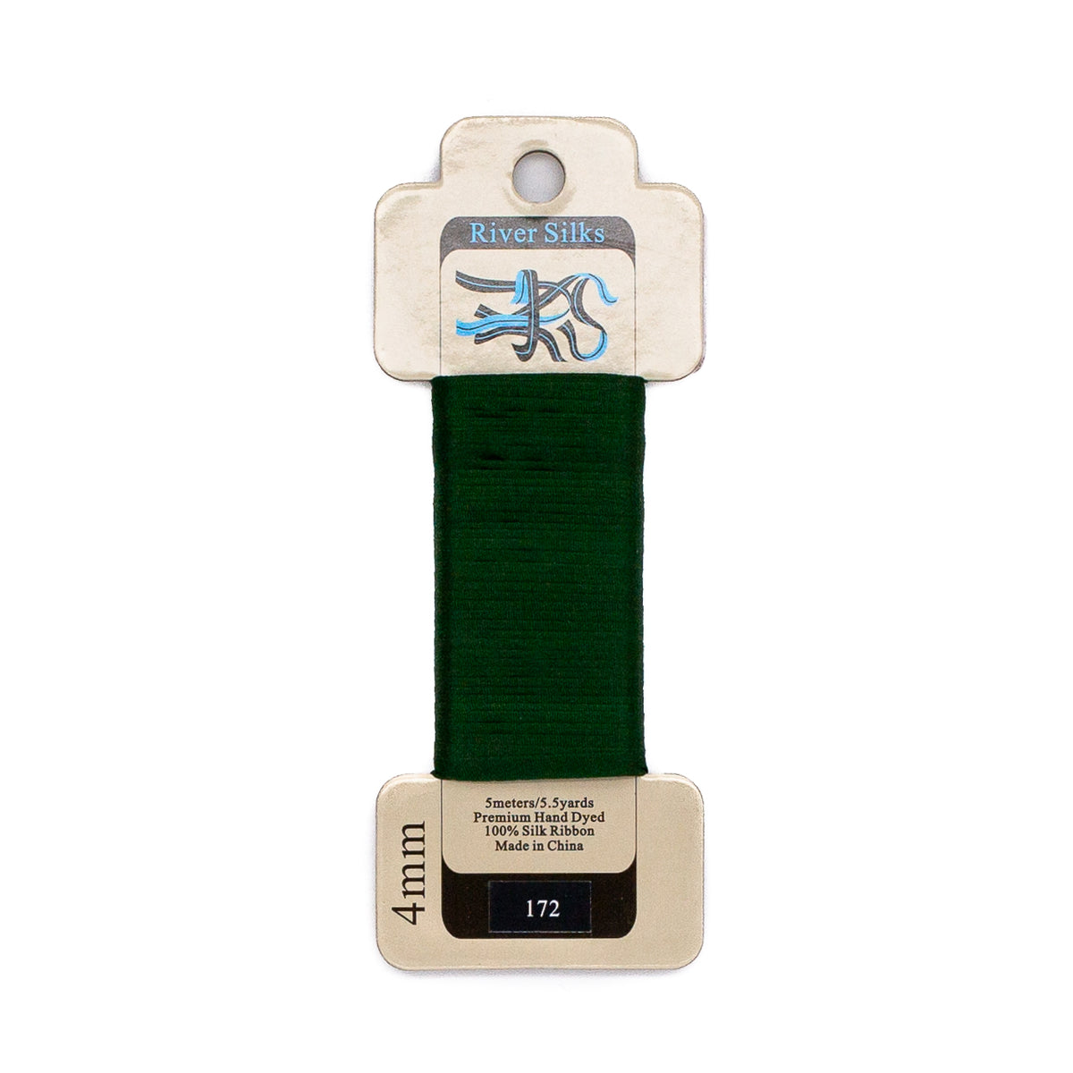 River Silks 4mm - 172 Hunter Green — silk ribbon for needlepoint, 18 mesh