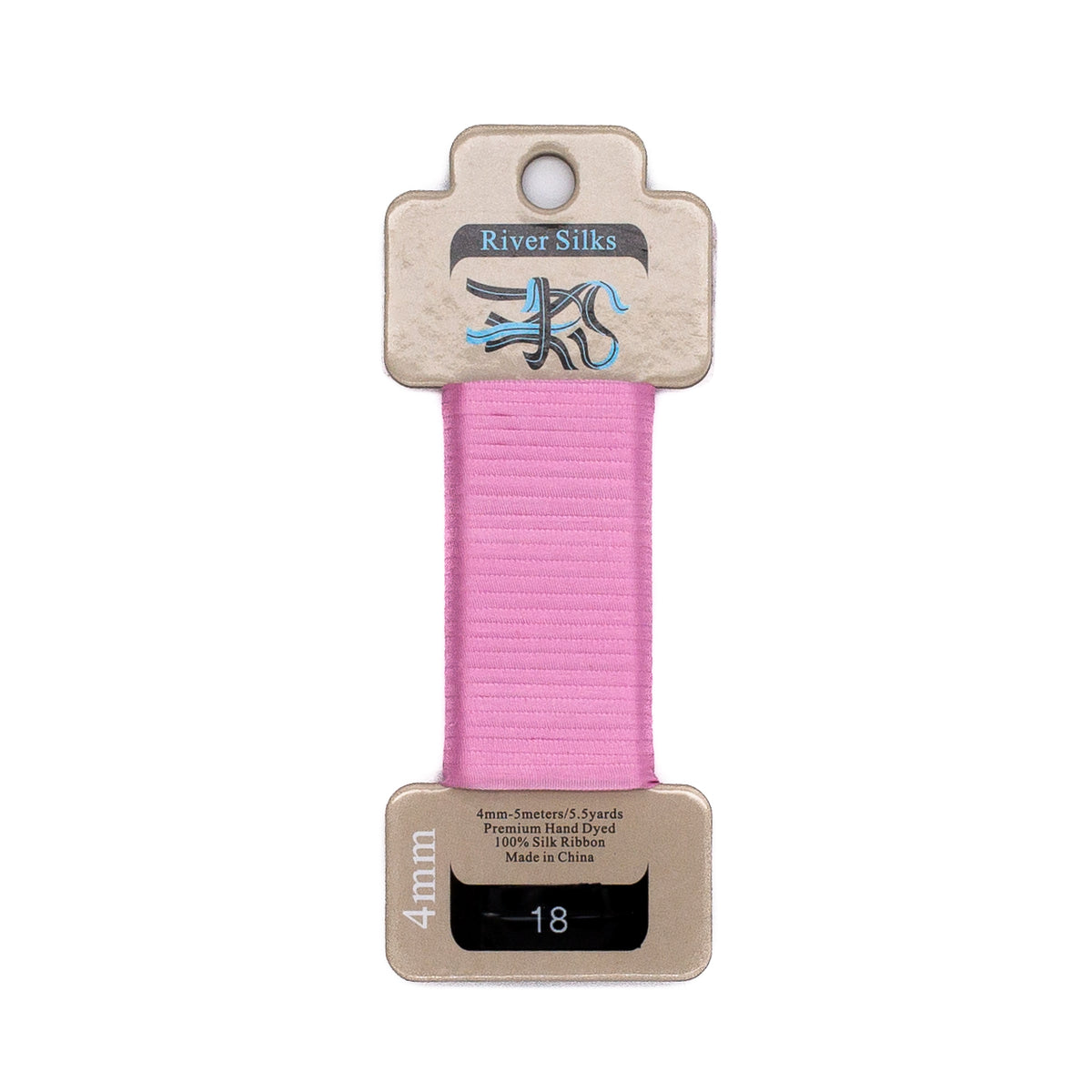 River Silks 4mm - 18 Orchid Pink — silk ribbon for needlepoint, 18 mesh