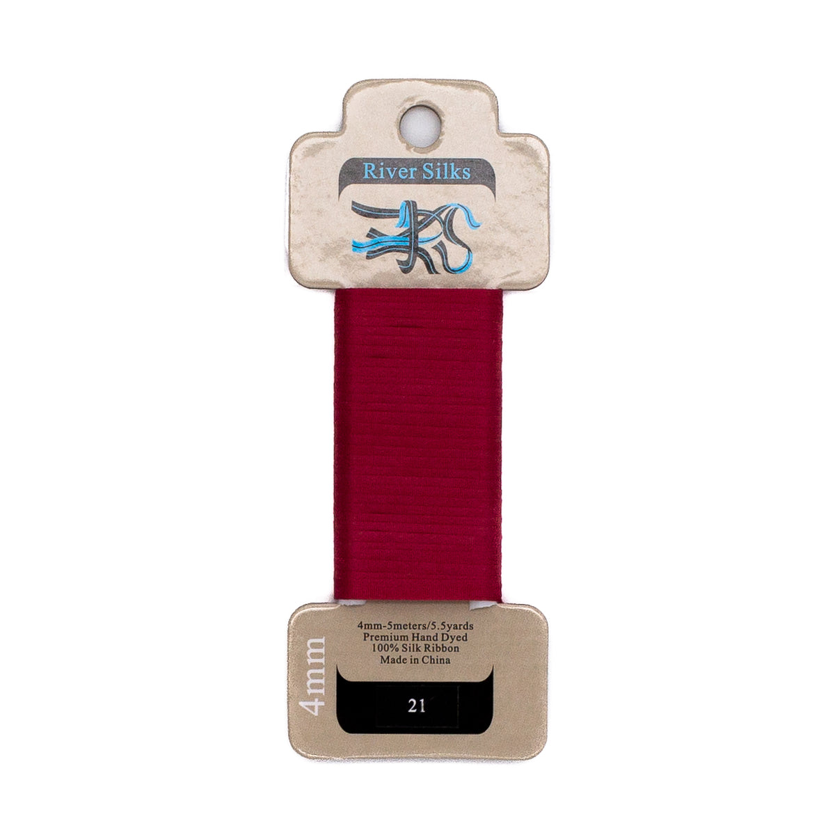 River Silks 4mm - 21 Rose Red — silk ribbon for needlepoint, 18 mesh