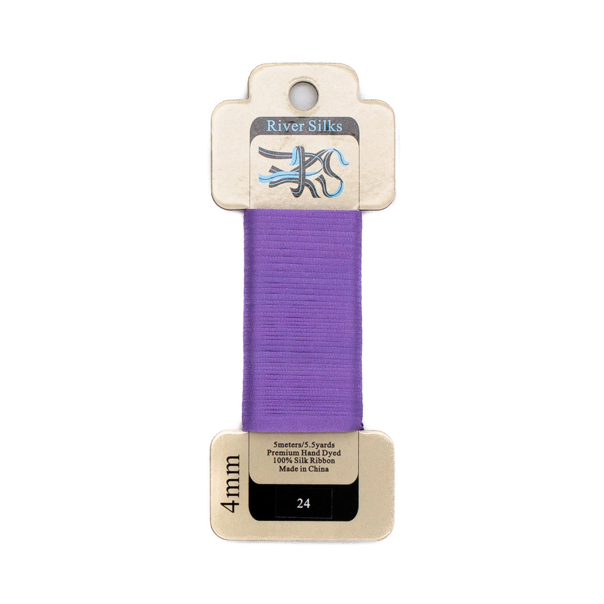 River Silks 4mm - 24 Paisley Purple — silk ribbon for needlepoint, 18 mesh