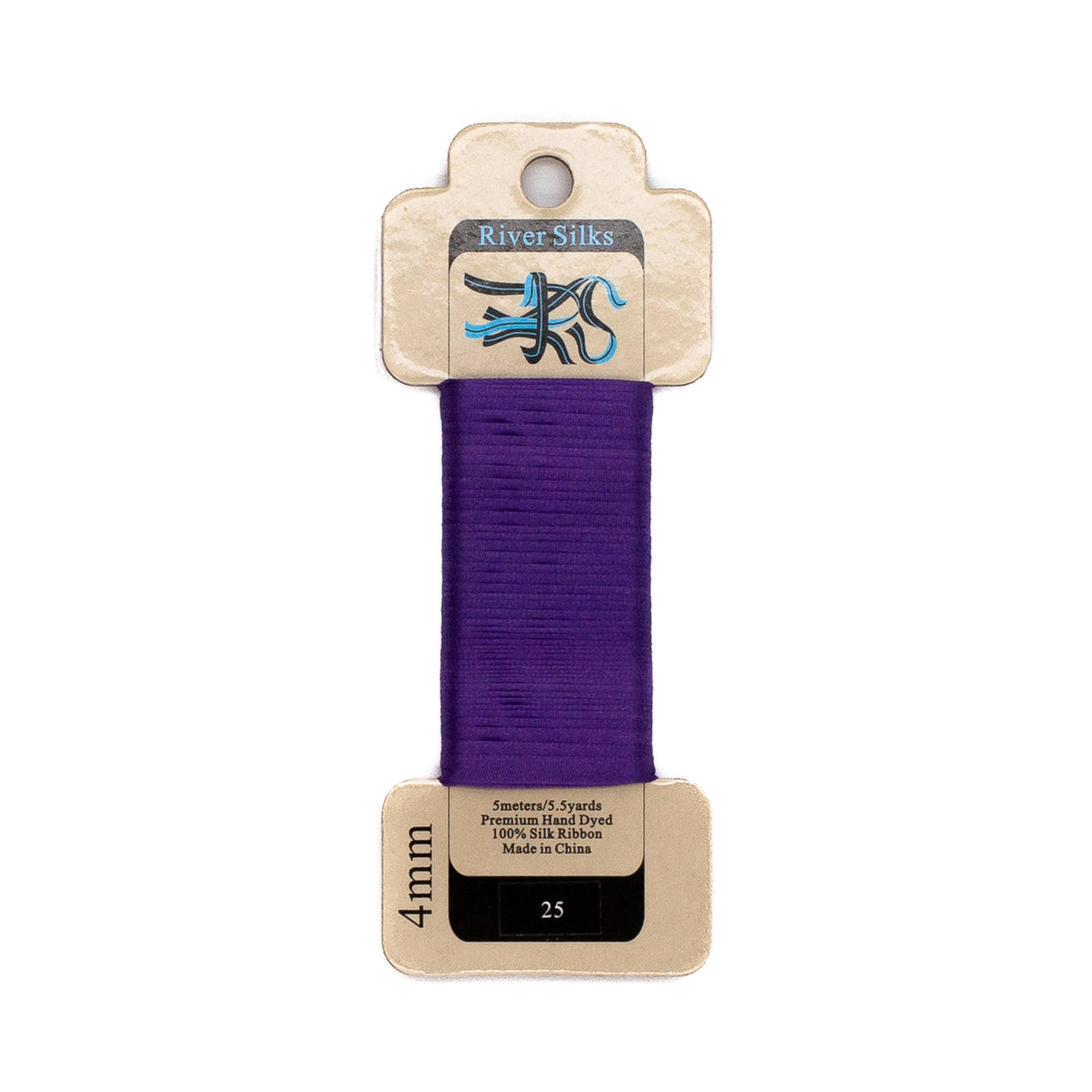 River Silks 4mm - 25 Deep Lavender — silk ribbon for needlepoint, 18 mesh