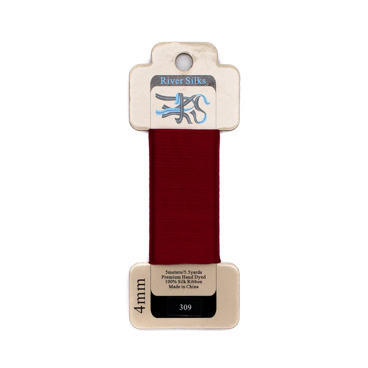 River Silks 4mm - 309 Jester Red — silk ribbon for needlepoint, 18 mesh