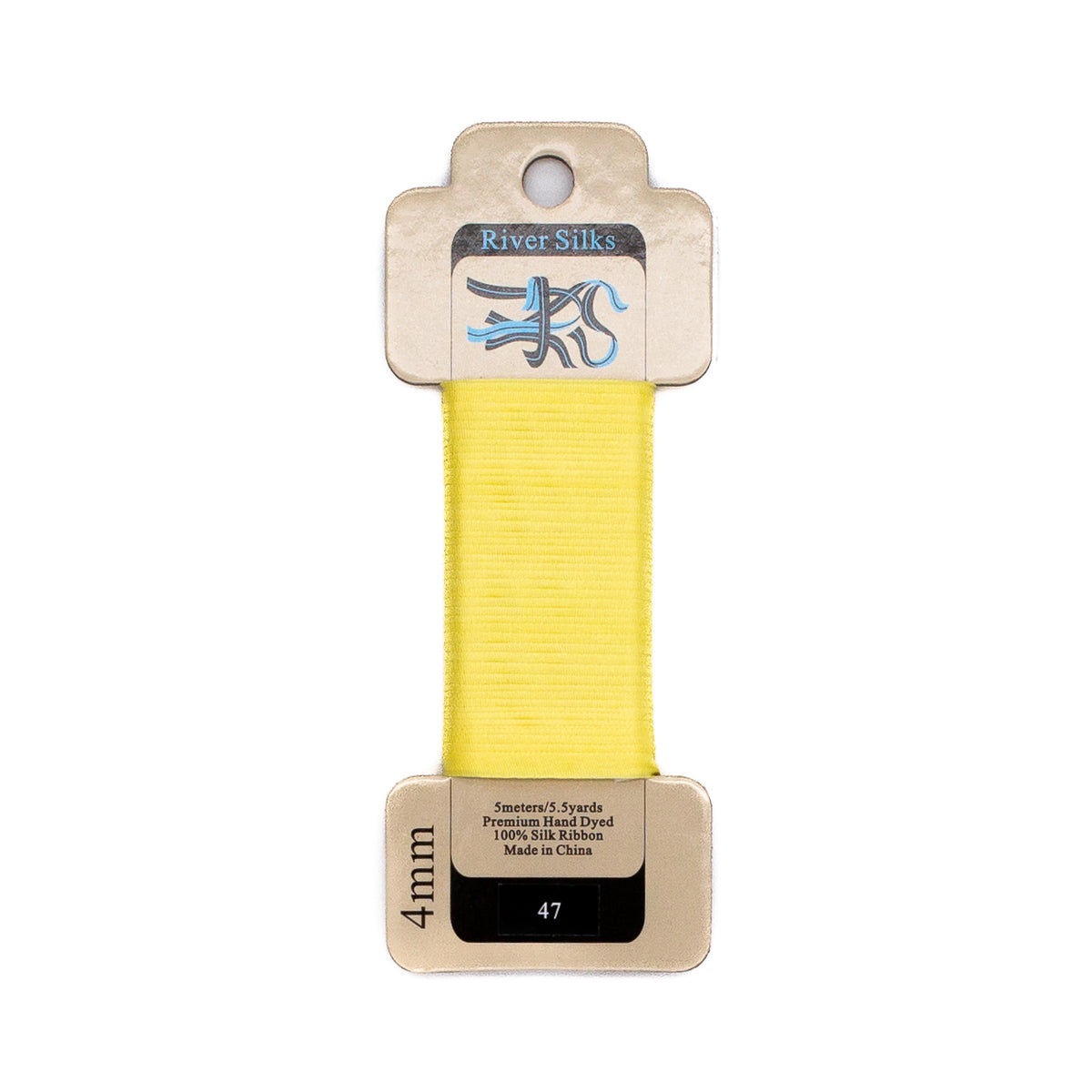 River Silks 4mm - 47 Yellow Cream — silk ribbon for needlepoint, 18 mesh