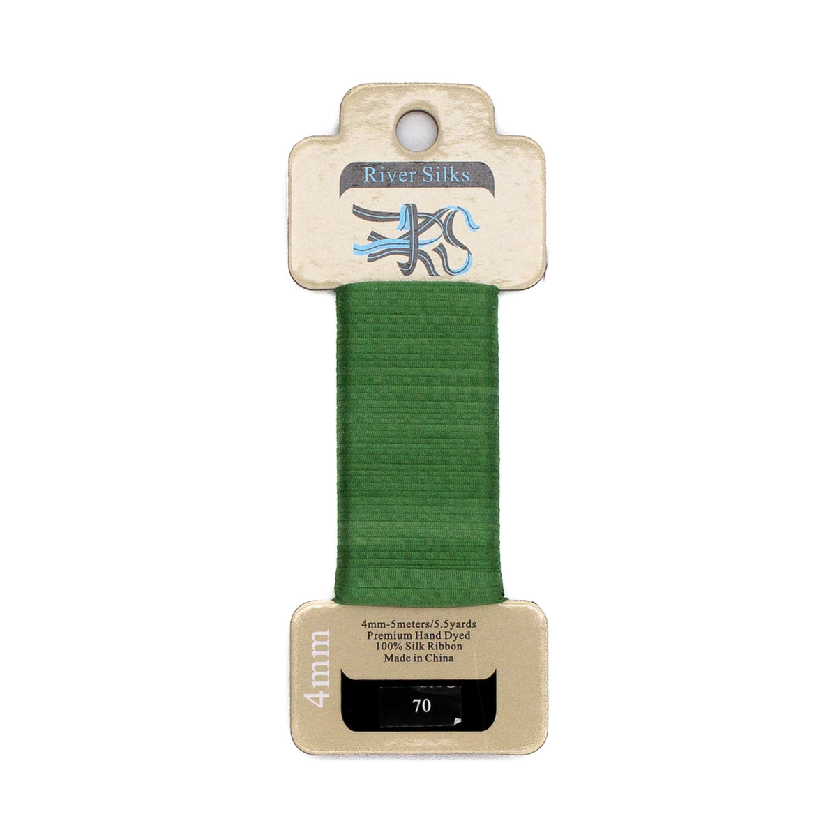 River Silks 4mm - 70 Stone Green — silk ribbon for needlepoint, 18 mesh