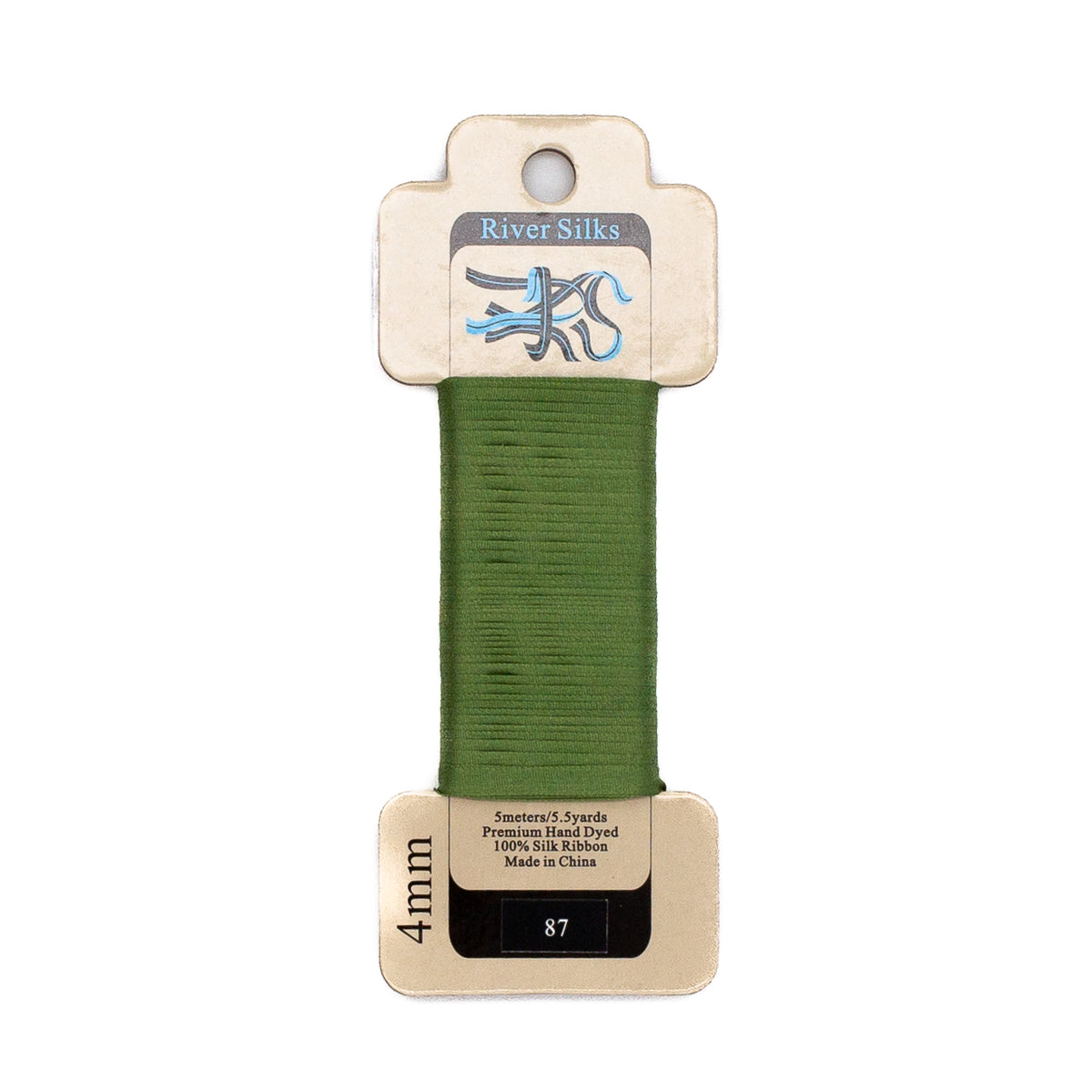 River Silks 4mm - 87 Sage — silk ribbon for needlepoint, 18 mesh