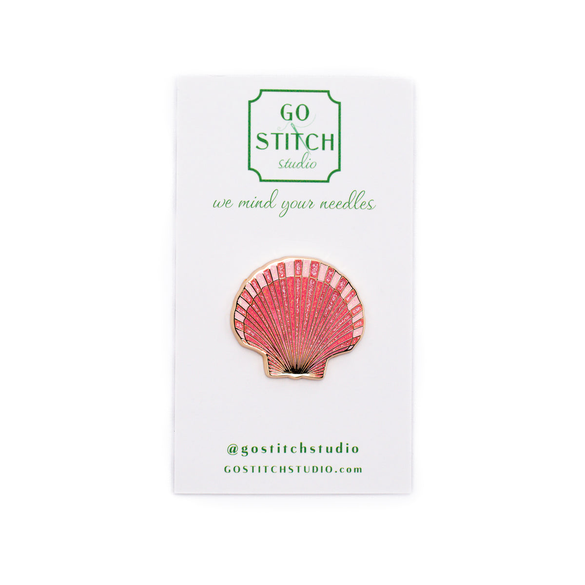 Scallop Seashell Needle Minder by Go Stitch Studio — needlepoint accessory from Angel City Stitchery