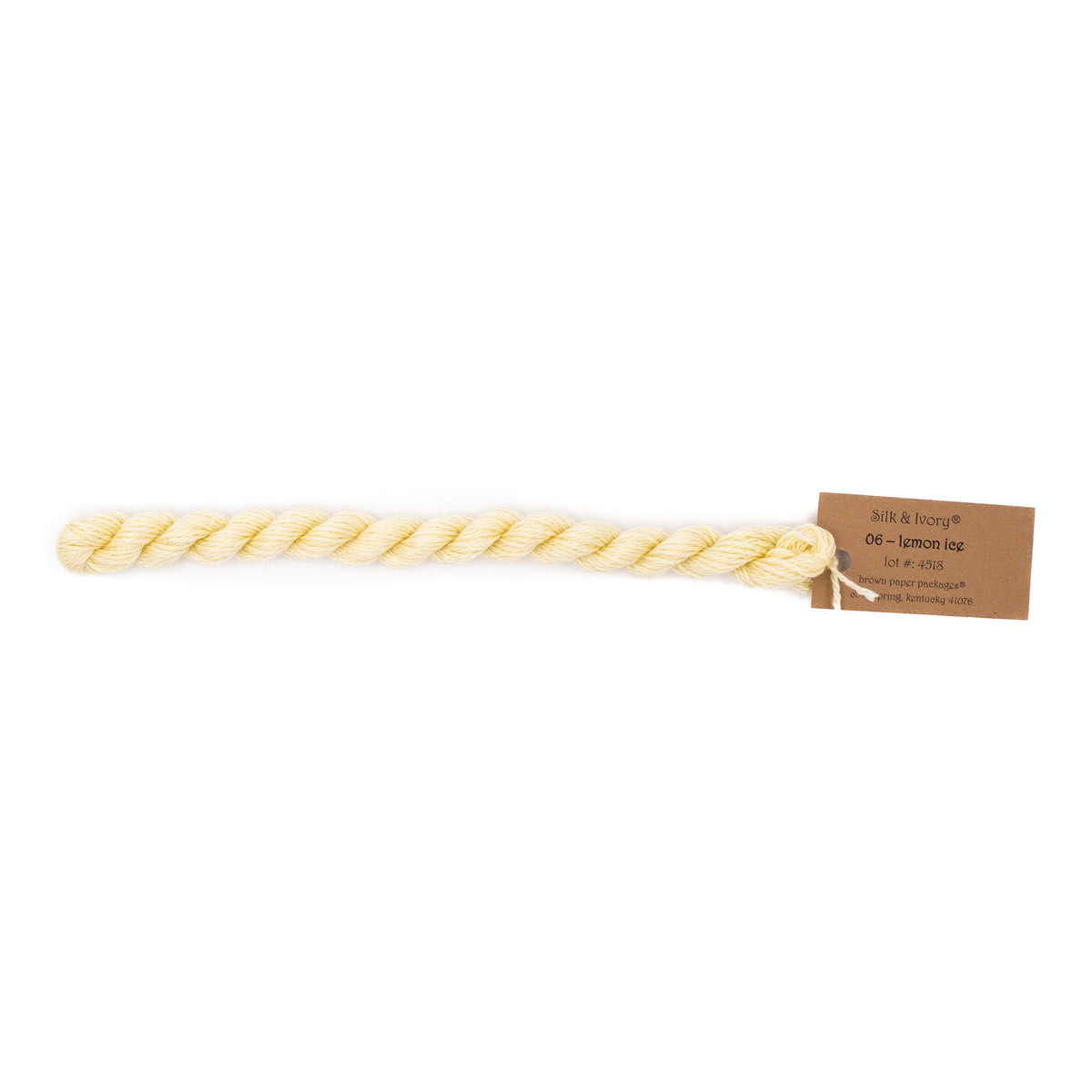 Silk & Ivory 06 Lemon Ice — Brown Paper Packages silk skein for needlepoint, 13 mesh