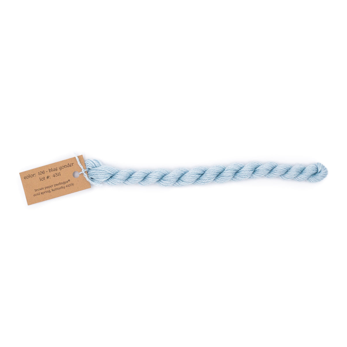 Silk & Ivory 106 Blue Yonder — Brown Paper Packages silk skein for needlepoint, 13 mesh