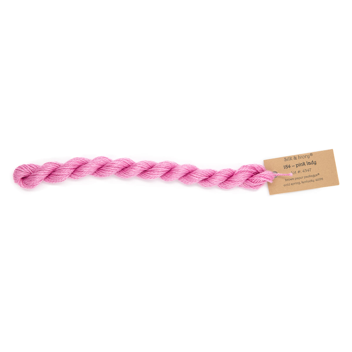 Silk & Ivory 184 Pink Lady — Brown Paper Packages silk skein for needlepoint, 13 mesh