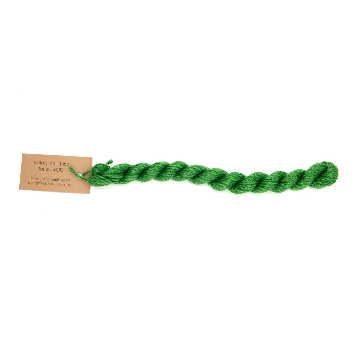 Silk & Ivory 56 Lime — Brown Paper Packages silk skein for needlepoint, 13 mesh