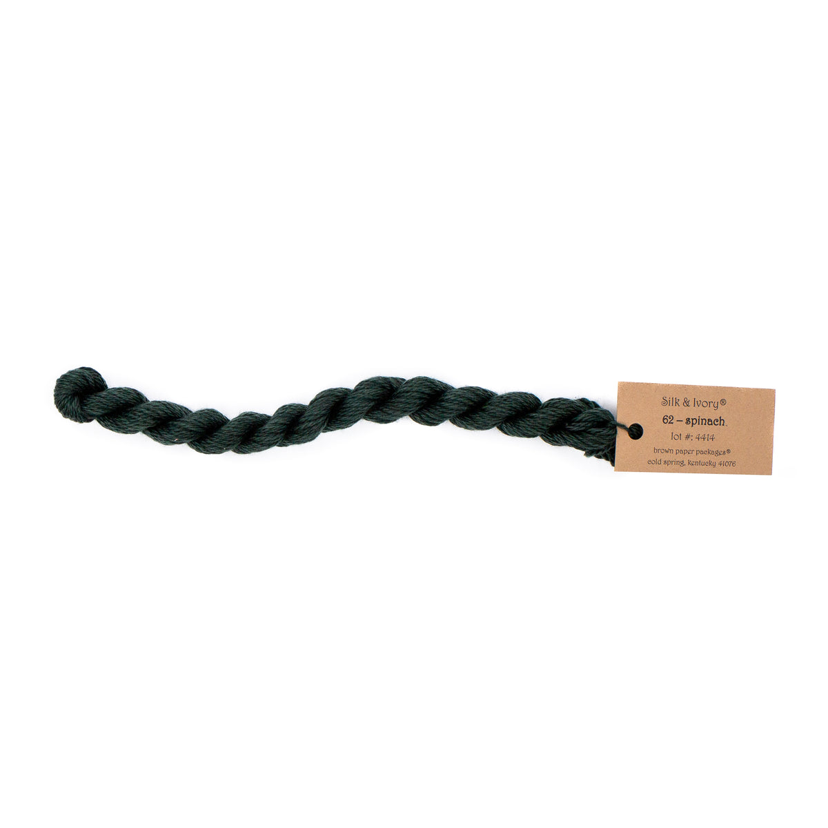 Silk & Ivory 62 Spinach — Brown Paper Packages silk skein for needlepoint, 13 mesh