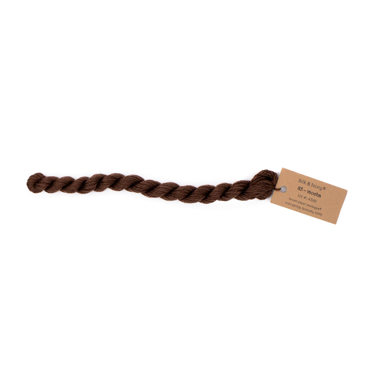 Silk & Ivory 85 Mocha — Brown Paper Packages silk skein for needlepoint, 13 mesh