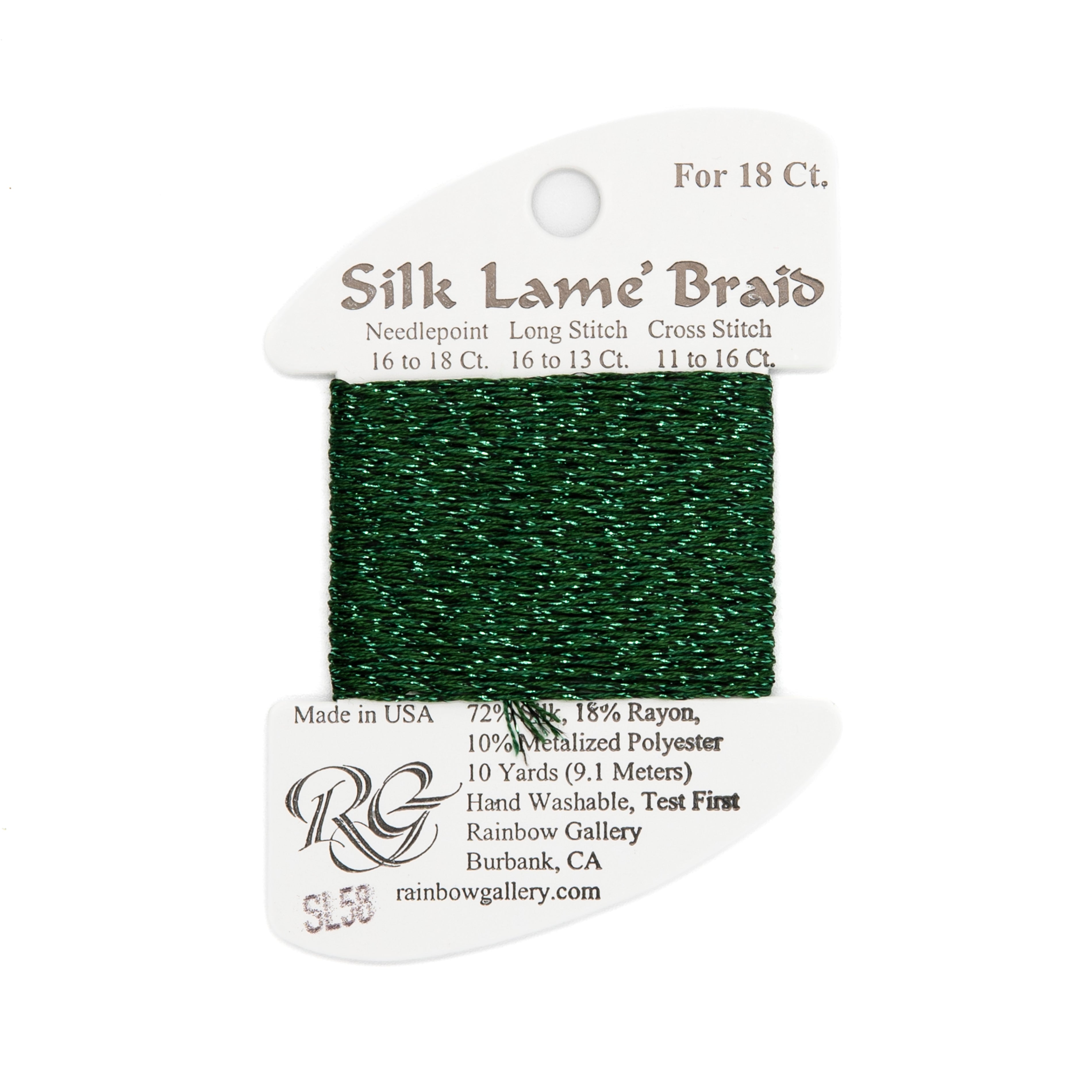 Silk Lame Braid 18 SL58 Dk Xmas Green